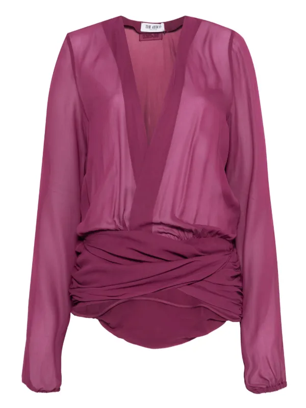 The Attico V-neck Blouse in Purple