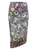 The Attico ruched patchwork midi skirt - Brown