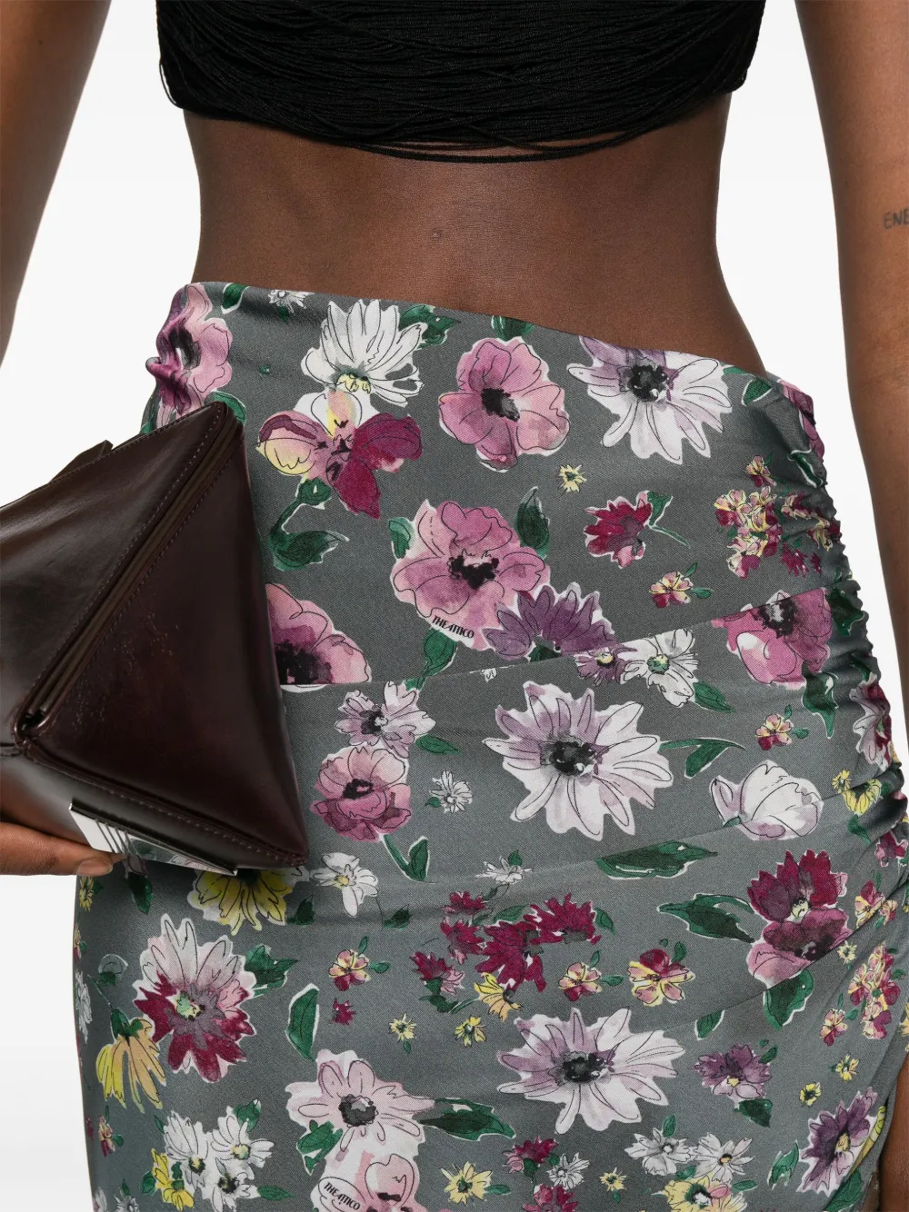 The Attico Midi-rok met patchwork en ruches Bruin