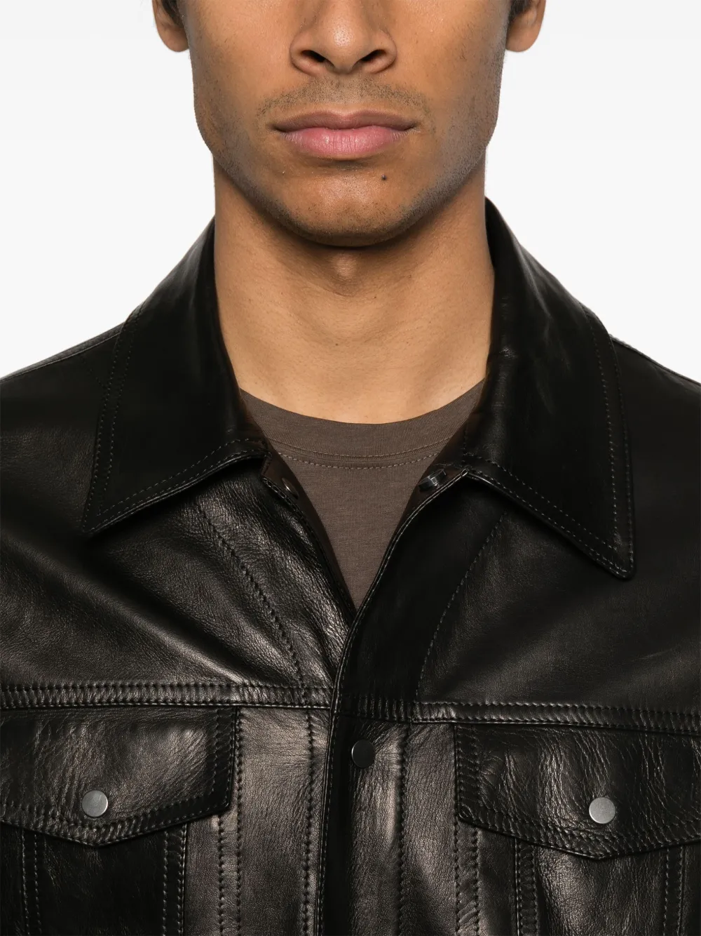Salvatore Santoro Leren shirtjack Zwart