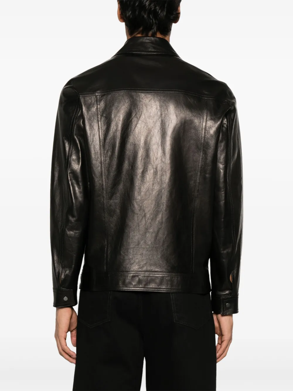 Salvatore Santoro Leren shirtjack Zwart