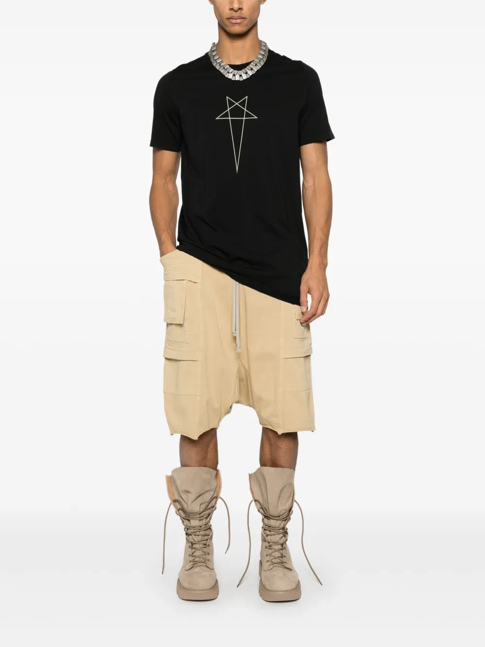 Rick Owens DRKSHDW Shorts met verlaagd kruis - Geel