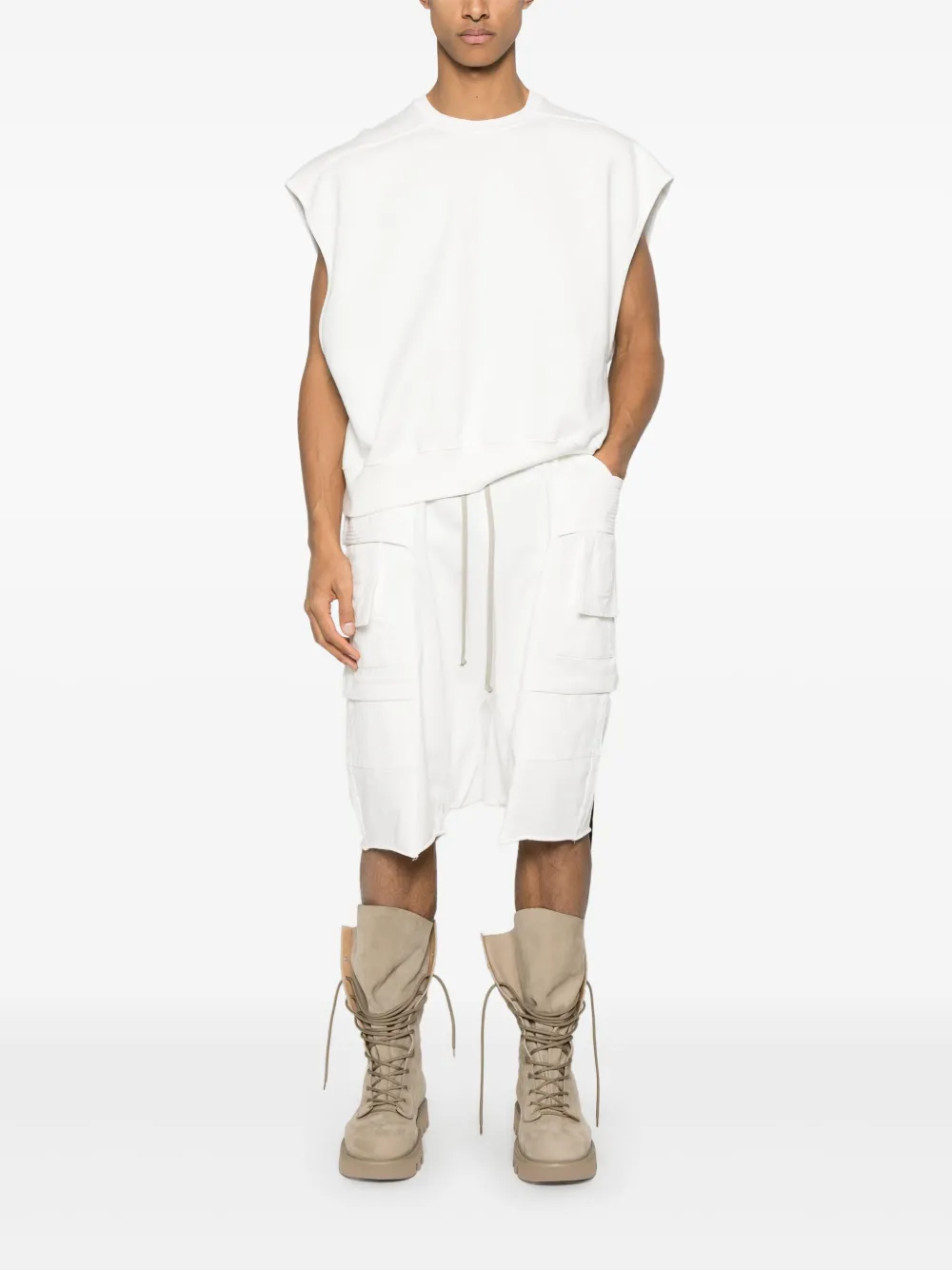 Rick Owens DRKSHDW Shorts met verlaagd kruis - Wit