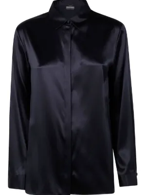 Emporio Armani シルクブレンド シャツ | ブルー | FARFETCH JP