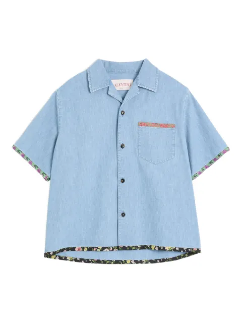 Valentino Garavani chemise de bowling en jean bords fleuris