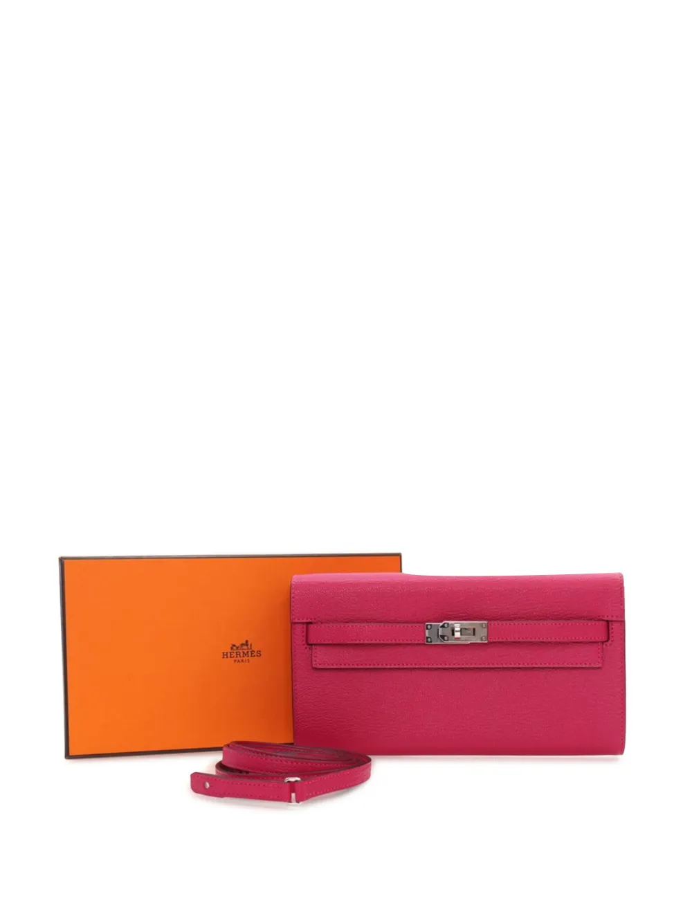 Hermès Pre-Owned 2022 Chevre Mysore Kelly To Go Wallet crossbodytas - Roze