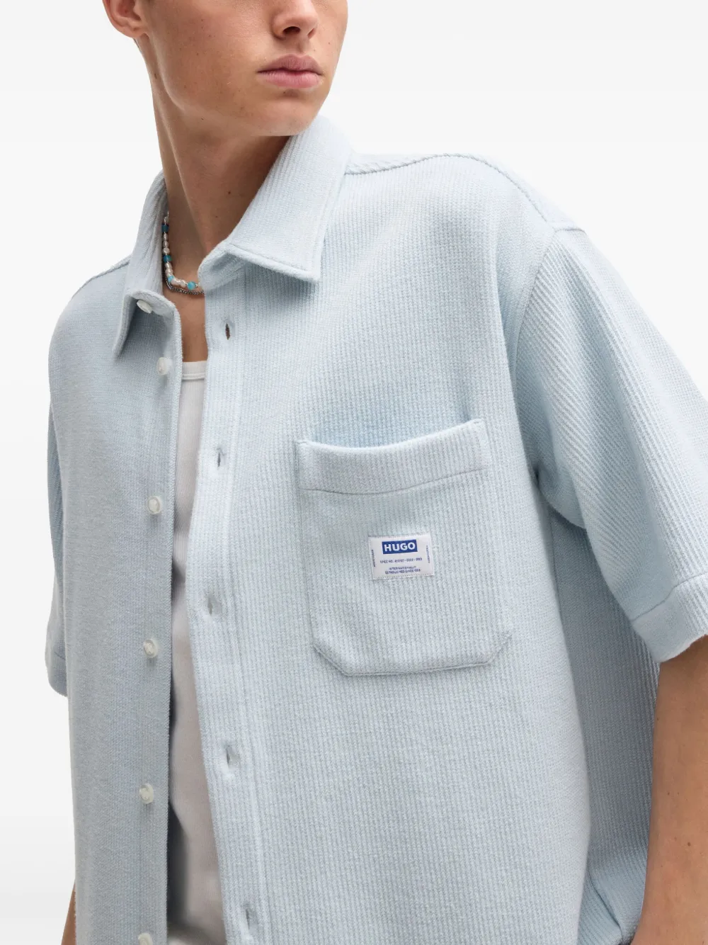 HUGO Geribbeld overhemd Blauw