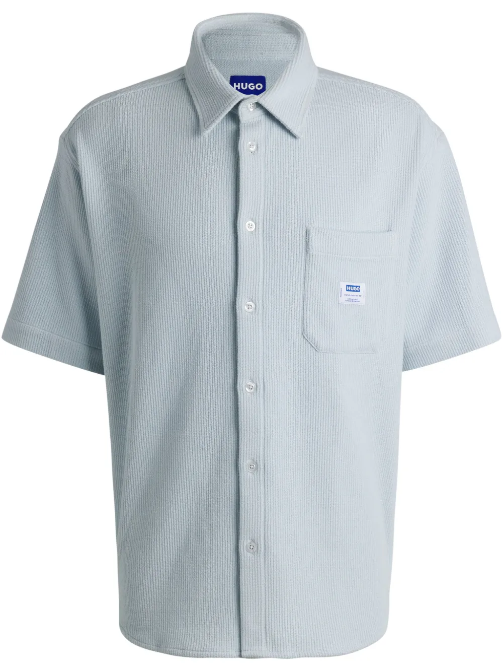 HUGO camisa tejida de canalé | azul | Image 1