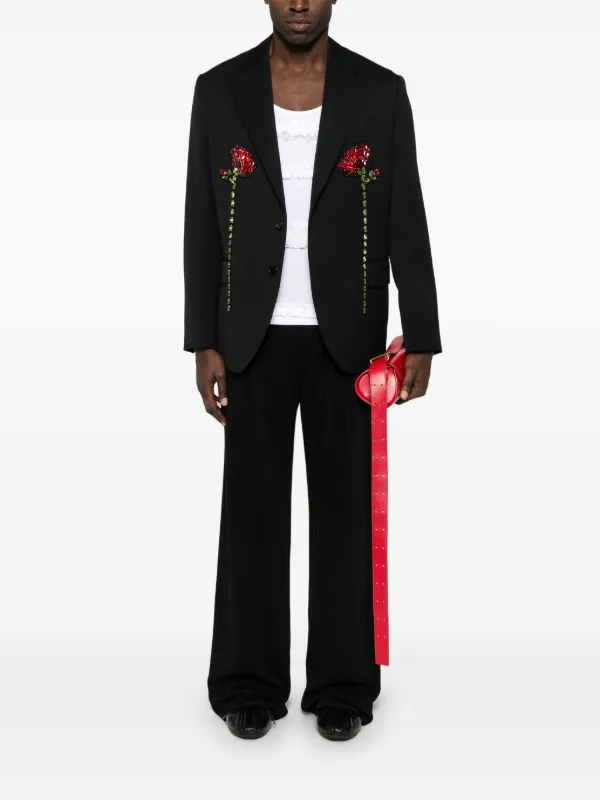 Simone Rocha double-carnation-embellished Blazer | Black | FARFETCH