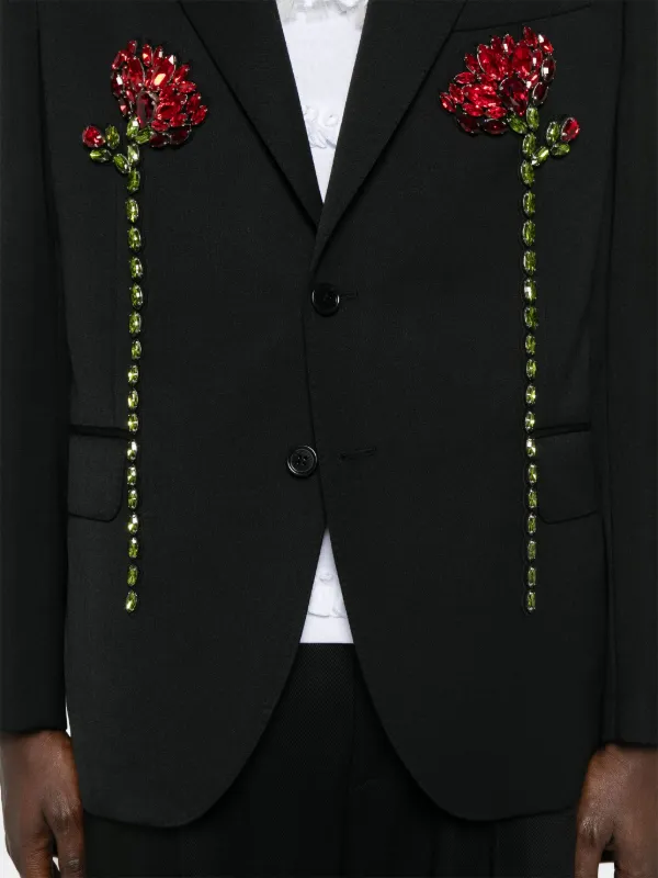 Simone Rocha double-carnation-embellished Blazer | Black | FARFETCH