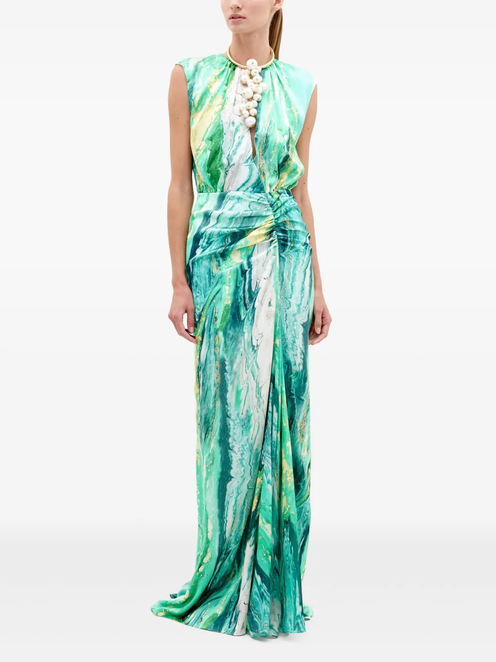 Silvia Tcherassi Maxi-jurk met abstract patroon - Groen