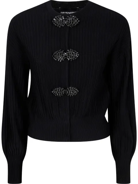 Emporio Armani jewel-detail textured cardigan