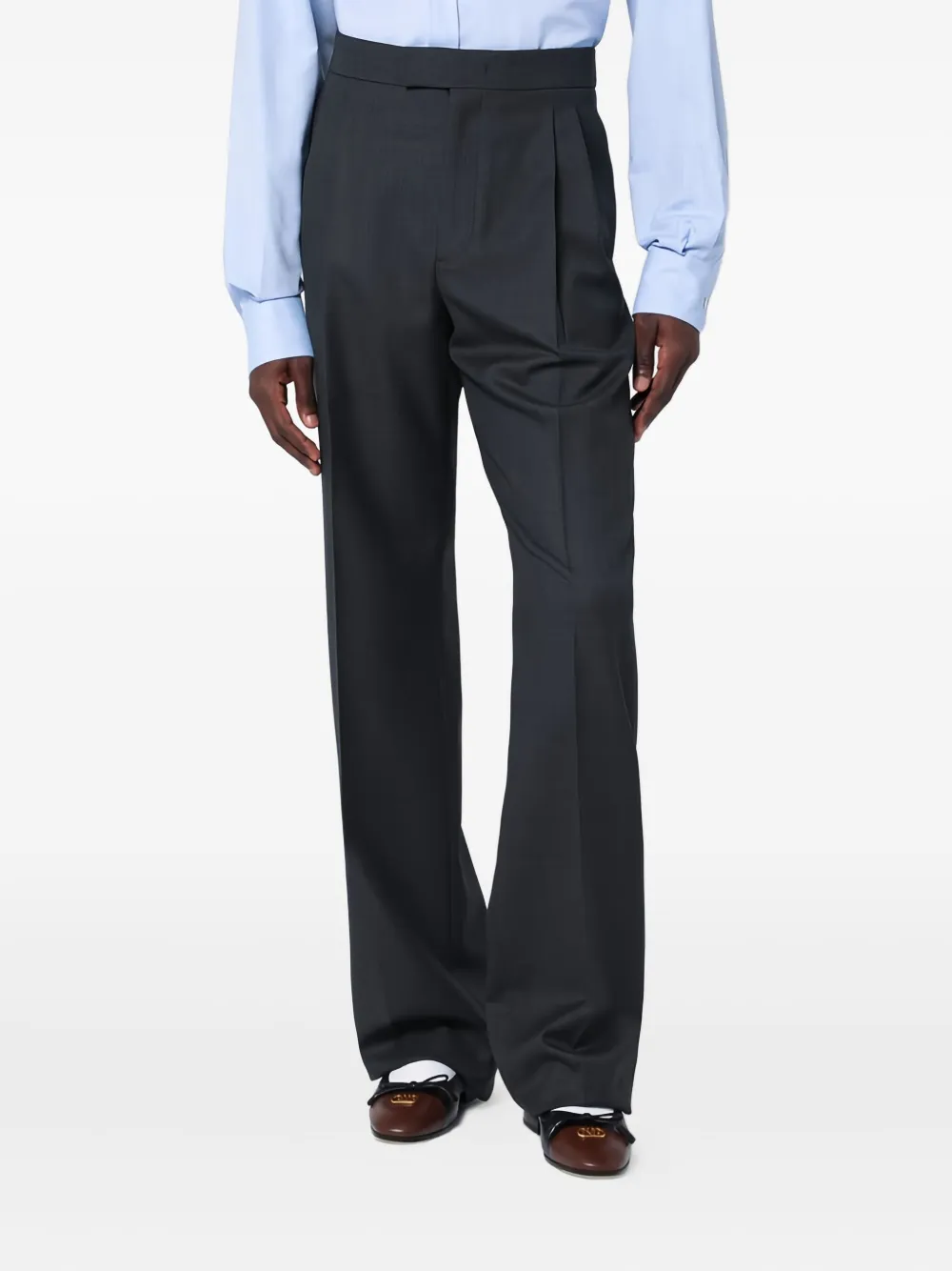 Valentino Garavani Wool Gabardine Trousers | Grey | FARFETCH EG