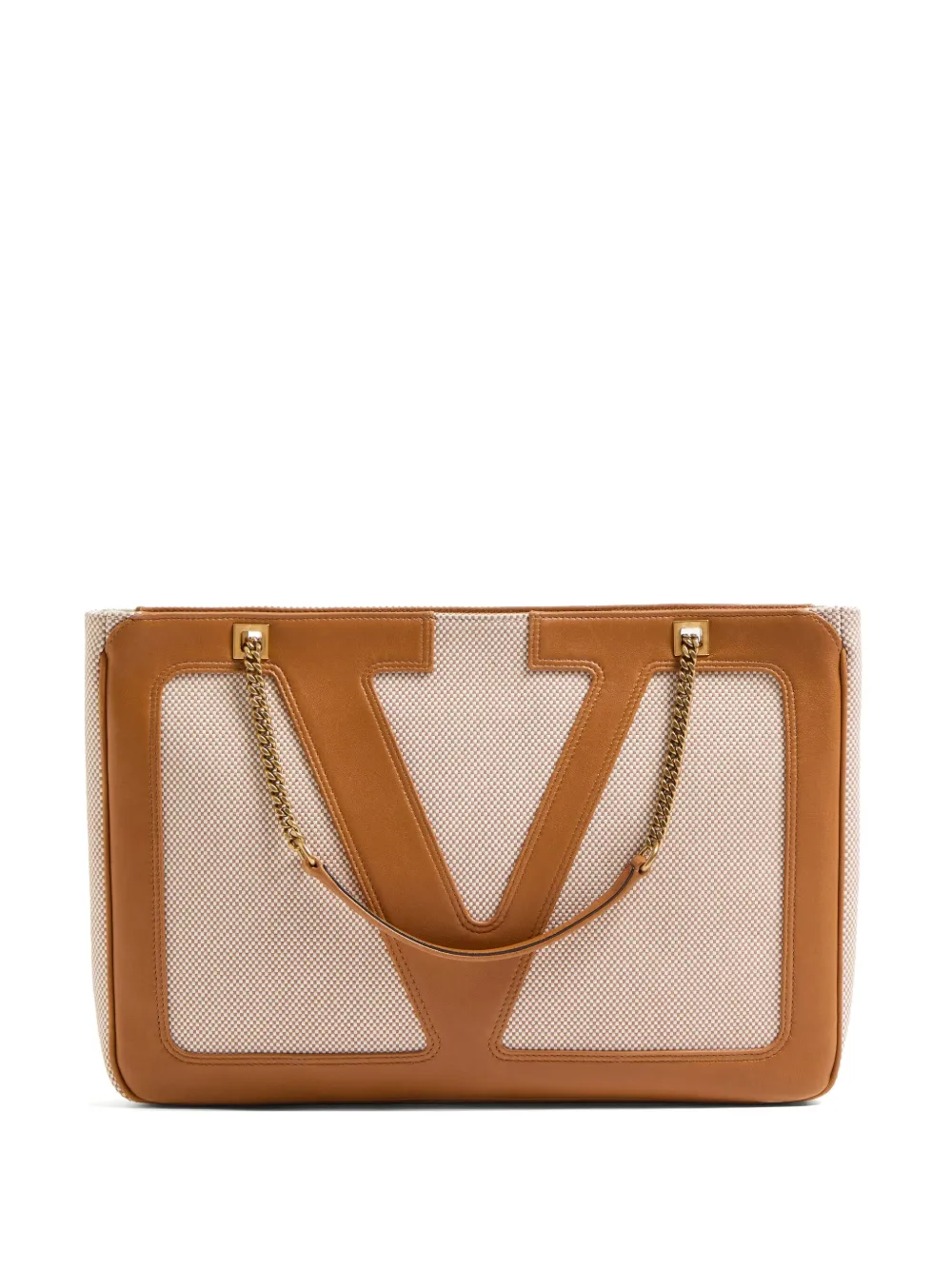Valentino Medium Canvas And Leather Viva Superstar Tote Bag In Neutrals