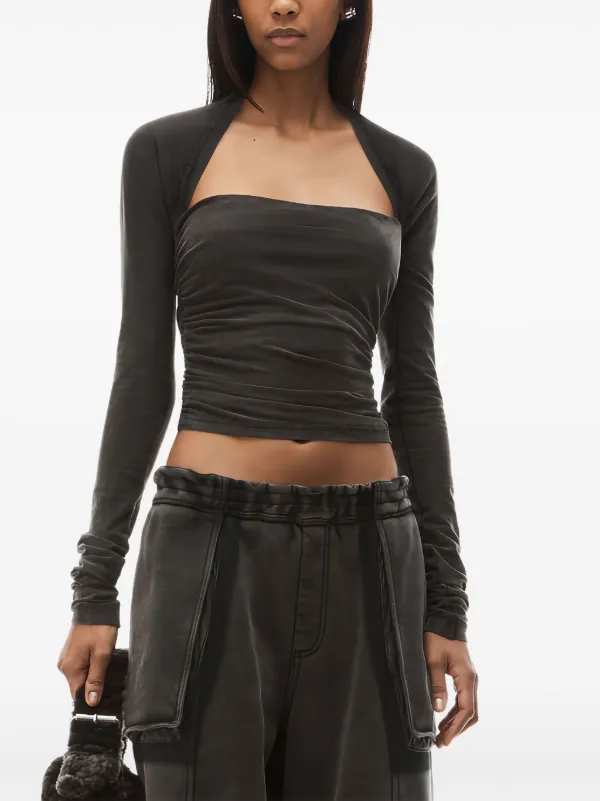 Alexander Wang long-sleeved Ruched Top | Grey | FARFETCH