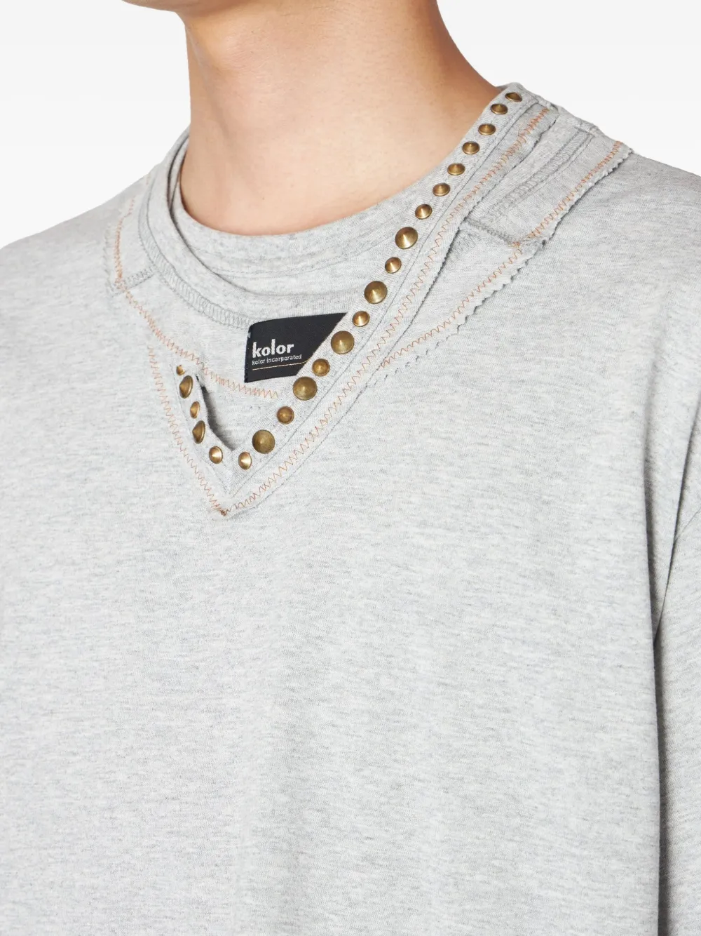 Kolor embellished-neck T-shirt Grijs