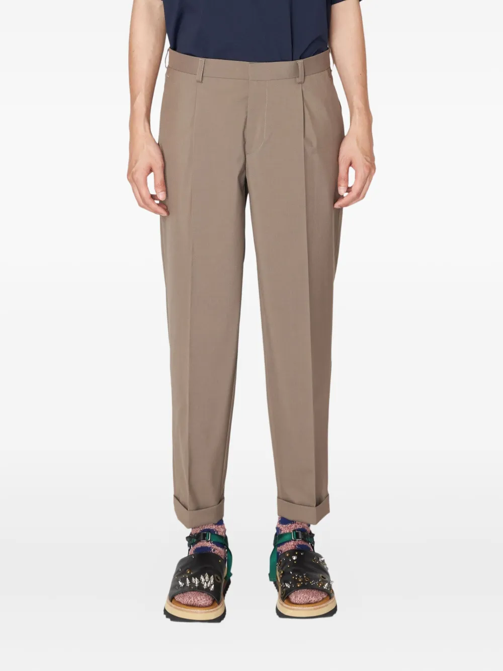 Kolor Pleated Pocketed Straight-leg Trousers In Brown