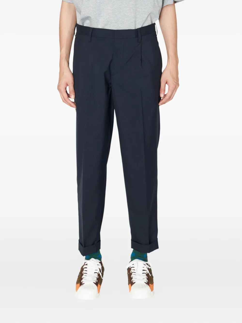 Kolor Pleated-cuffed Trousers In Blue