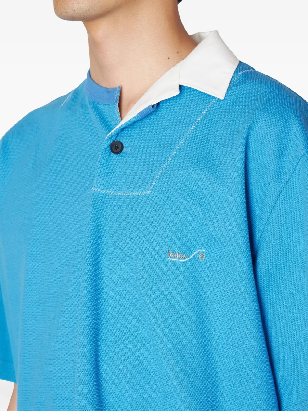 Kolor Poloshirt met contrasterende kraag Blauw