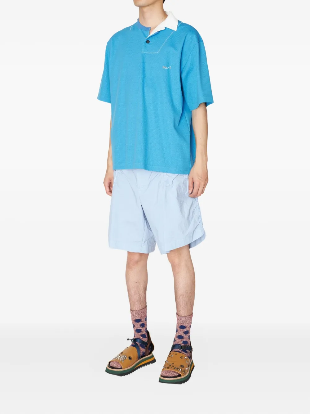 Kolor Poloshirt met contrasterende kraag - Blauw
