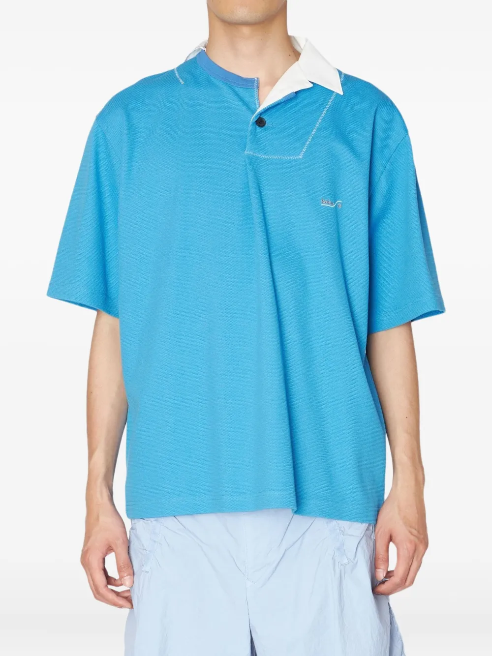 Kolor contrast-collar short-sleeve polo shirt | Blue | Image 1