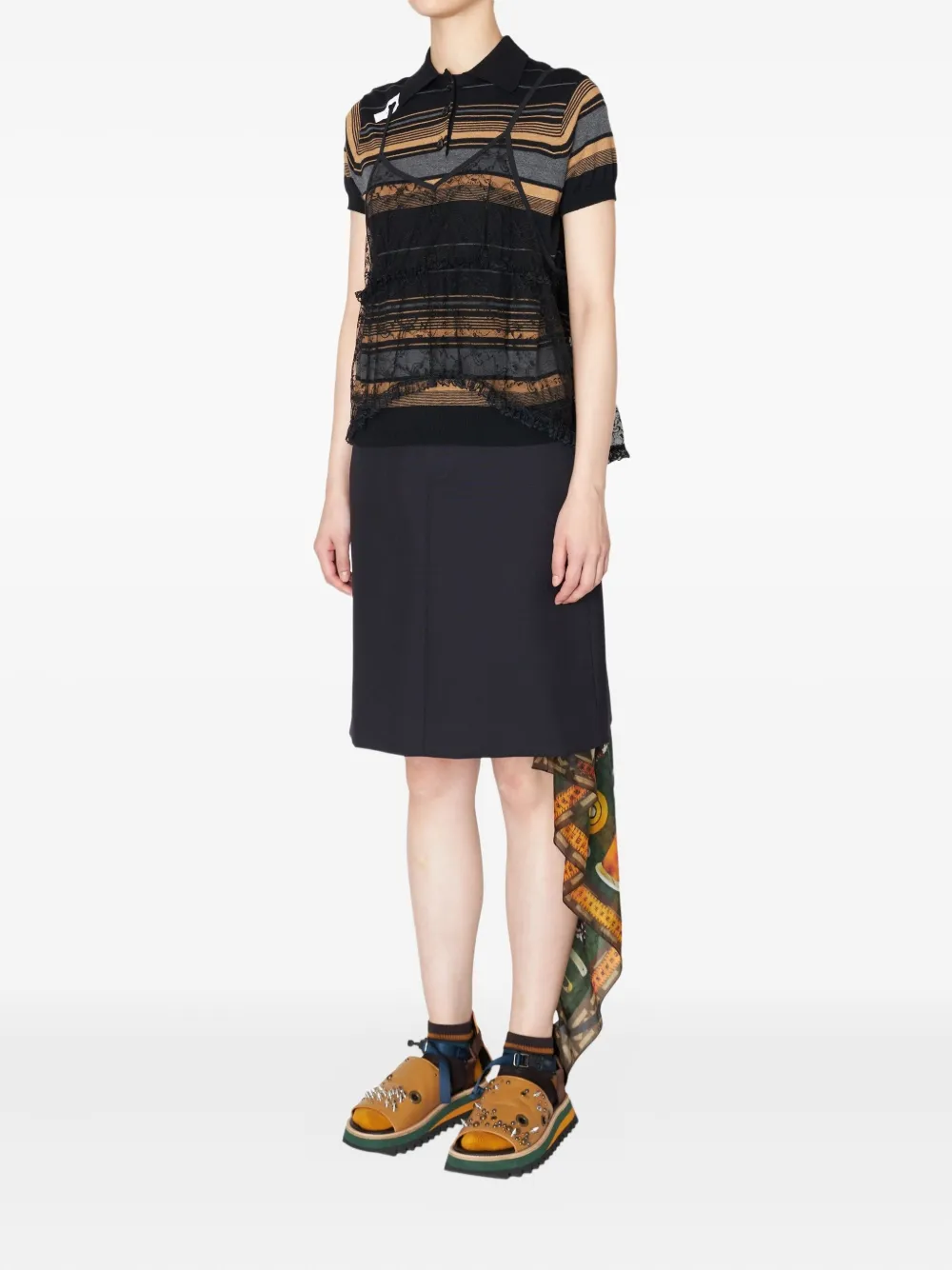 Kolor Midi-rok met gedrapeerd detail - Zwart