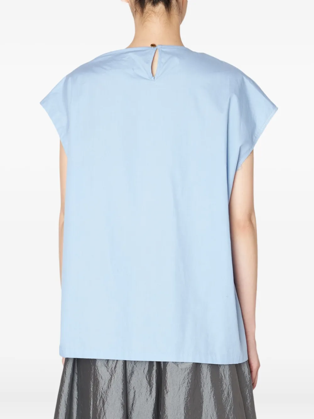 Kolor Top met gedrapeerde hals en korte mouwen Blauw
