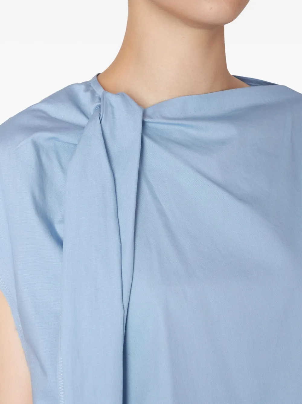 Kolor Top met gedrapeerde hals en korte mouwen Blauw