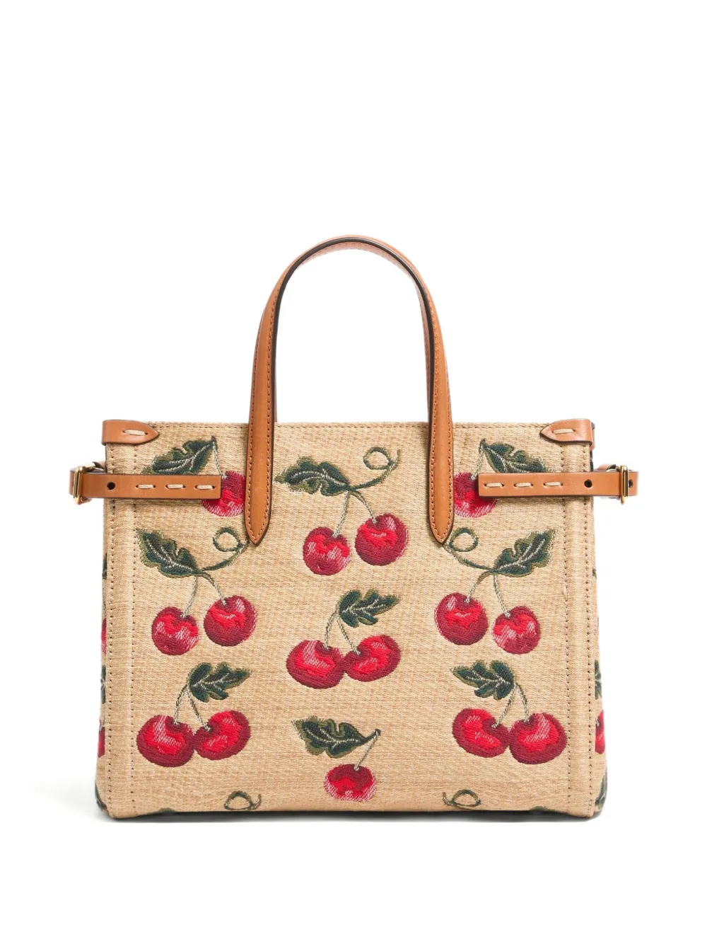 Shop Valentino Small Antibes Cherry-motif Tote Bag In Nude