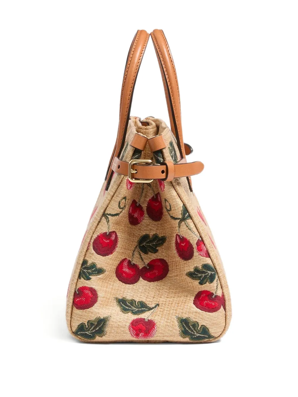 Shop Valentino Small Antibes Cherry-motif Tote Bag In Nude