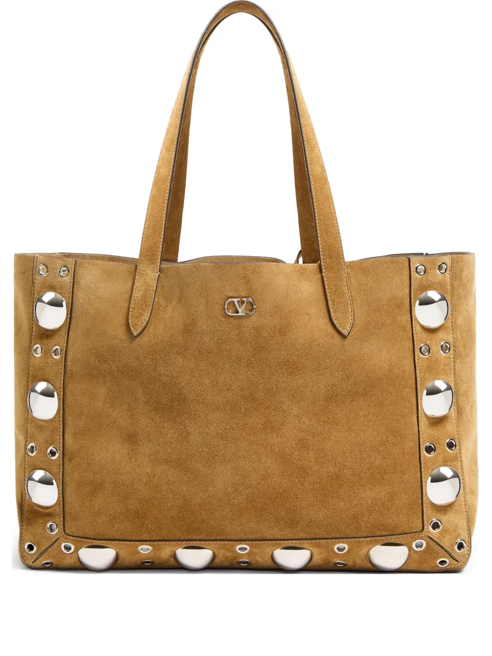 Valentino Garavani Garavani Nellcôte Suede Shopping Bag Woman Havana Beige Uni In Brown