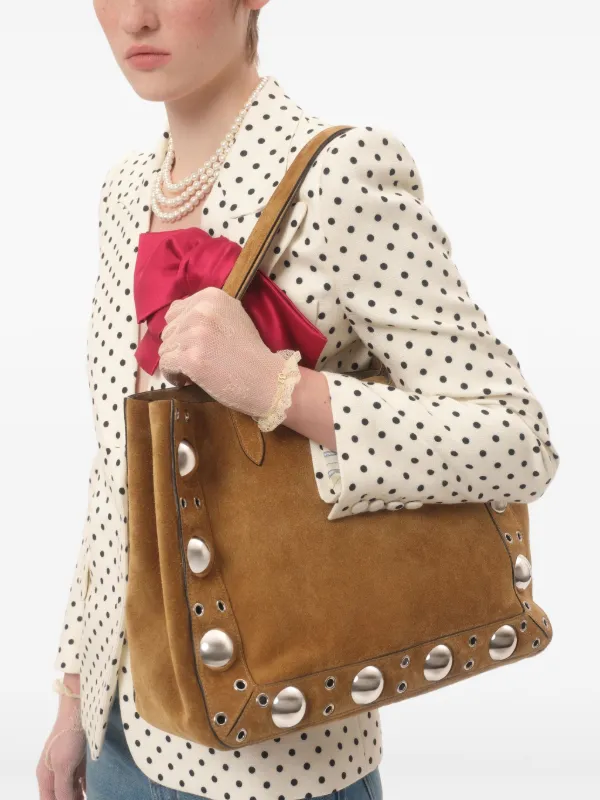 トートバッグ VALENTINO GARAVANI MEDIUM TOTE BAG NELLCOTE Nellcôte Medium suede tote bag in beige - Valentino Garavani