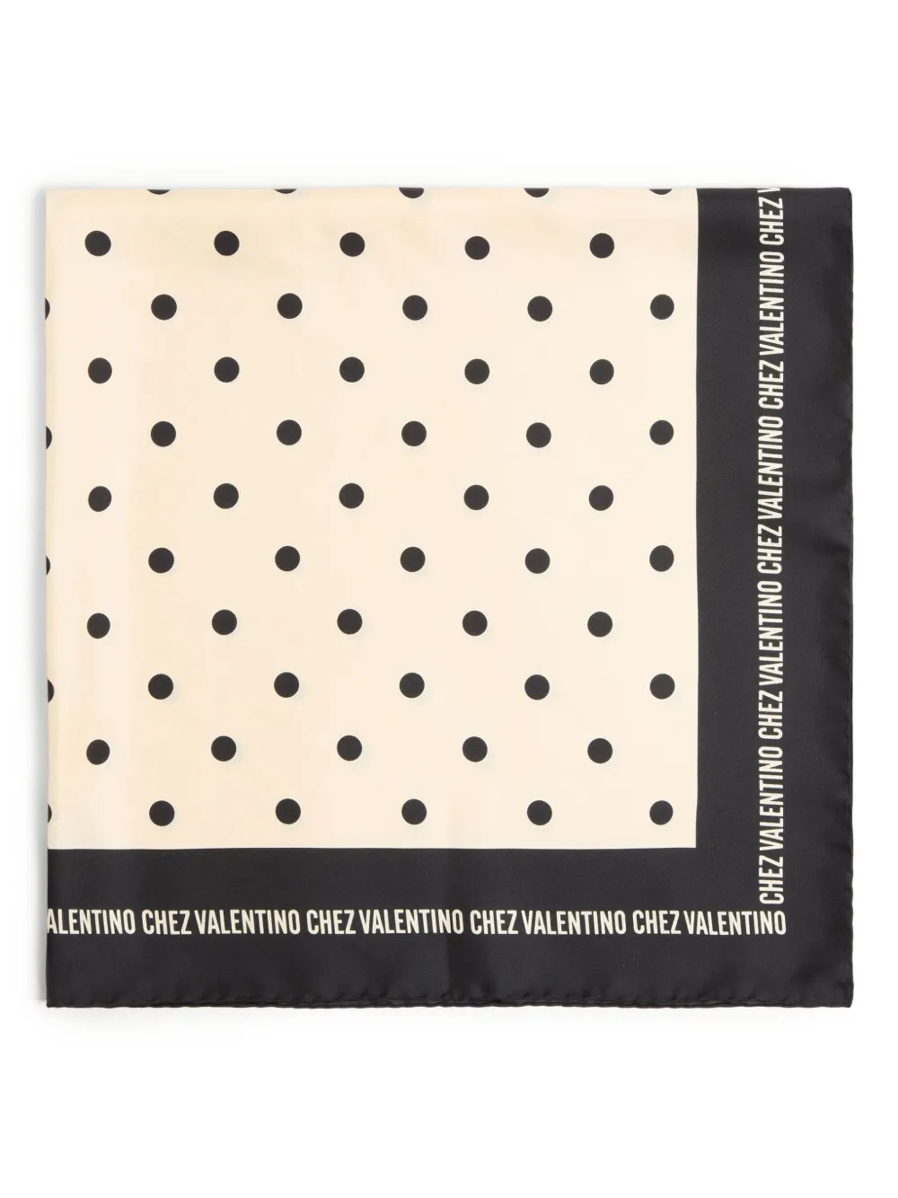 Valentino Polka Dot Logo-print Silk Scarf In Neutrals
