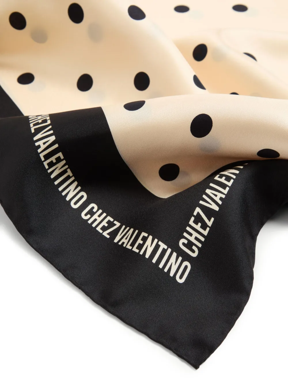 Valentino Polka Dot Logo-print Silk Scarf In Neutrals