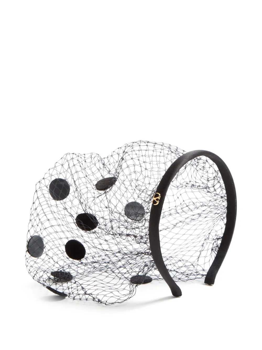Valentino Velvet With Veil Headband In Black