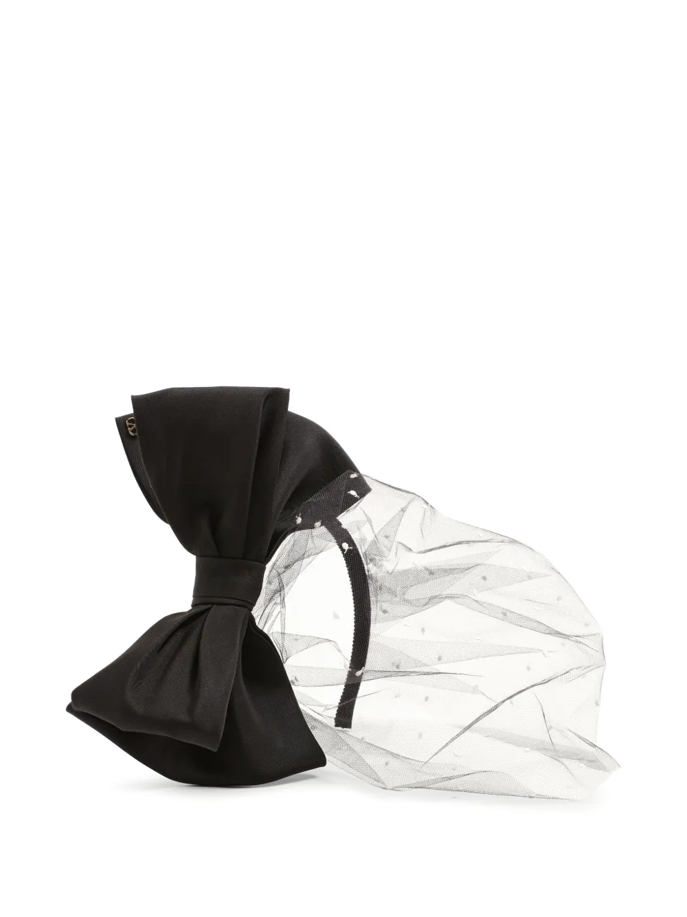Valentino Bow-detail Embellished Headband In Black