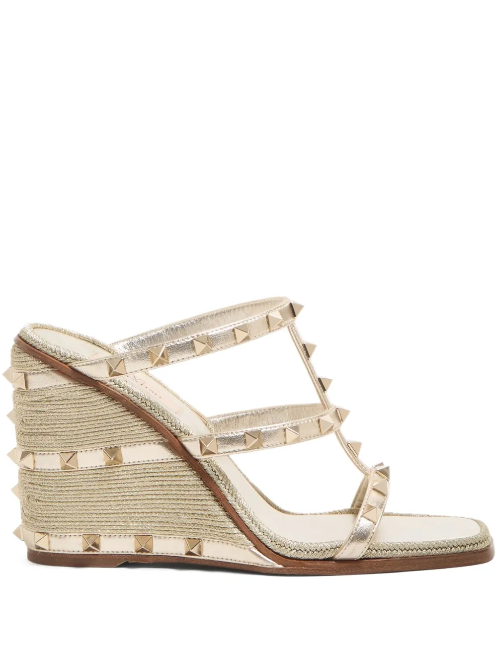 Valentino Garavani 100mm Rockstud wedge sandals Gold