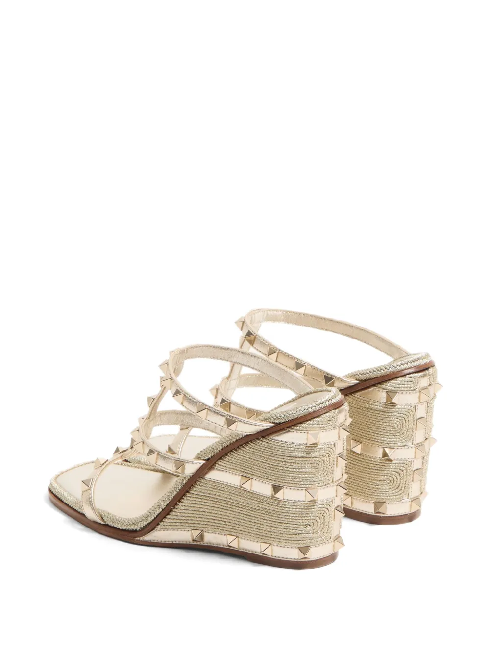 Valentino Garavani 100mm Rockstud wedge sandals Gold