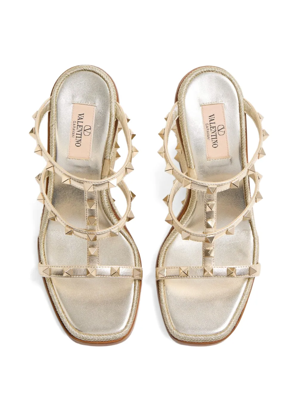 Valentino Garavani 100mm Rockstud wedge sandals Gold