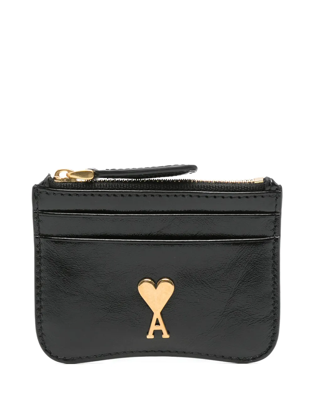 Ami Alexandre Mattiussi Ami De Coeur-plaque Wallet In Black