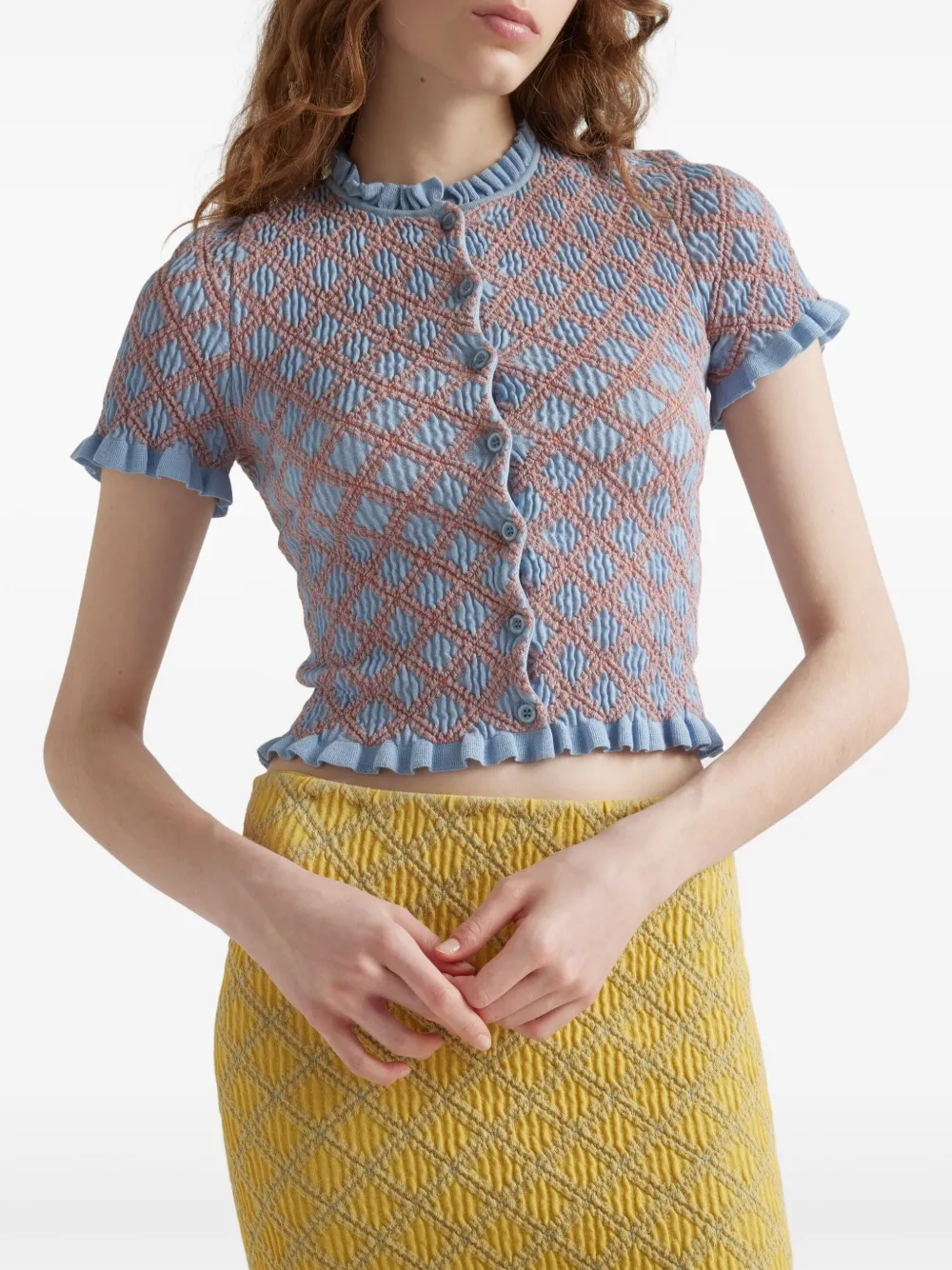 Prada Vest met jacquard-patroon Blauw