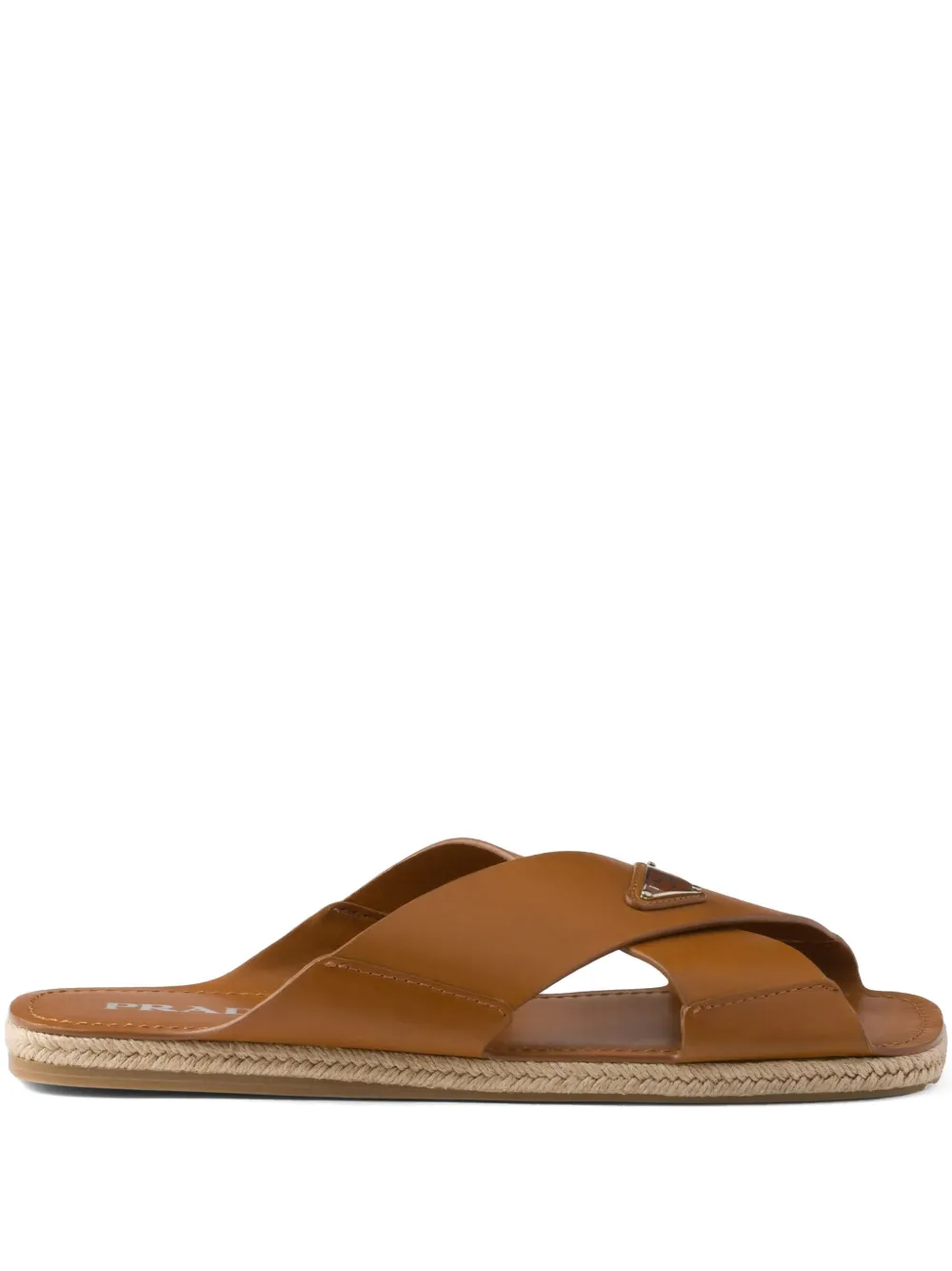 Prada crisscross leather slides Brown