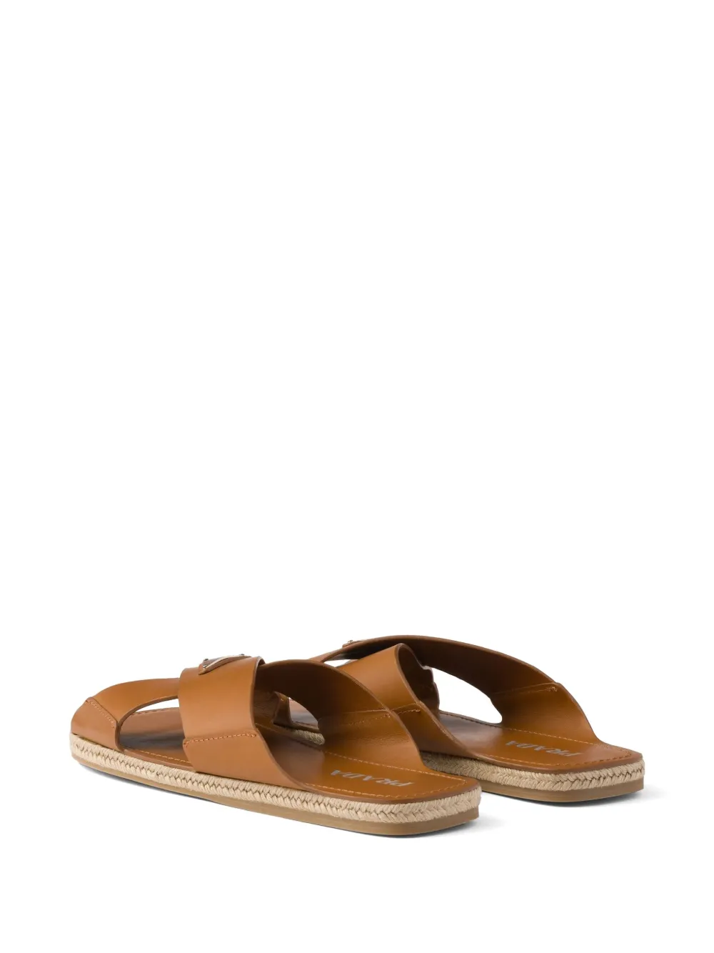 Prada crisscross leather slides Brown
