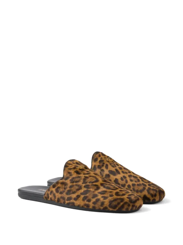 PRADA Leopard-print leather mules ★関税込 Prada leopard-print Leather Mules | Neutrals | FARFETCH