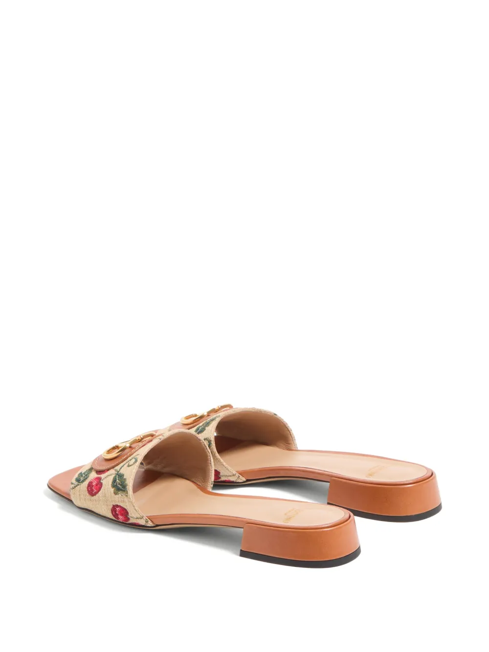 Valentino Garavani Natural Leather And Cotton Flats In Neutrals