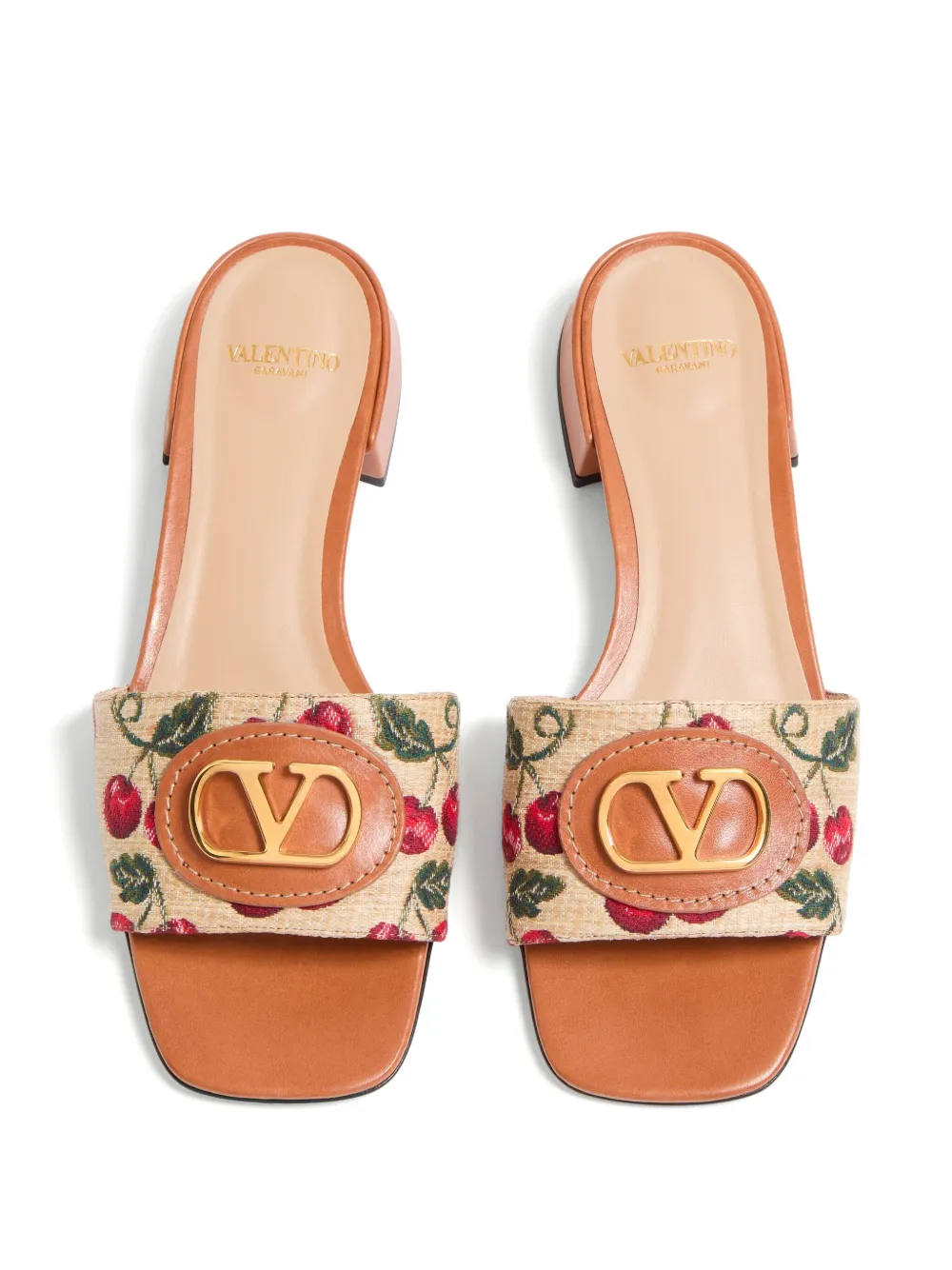 Valentino Garavani Natural Leather And Cotton Flats In Neutrals