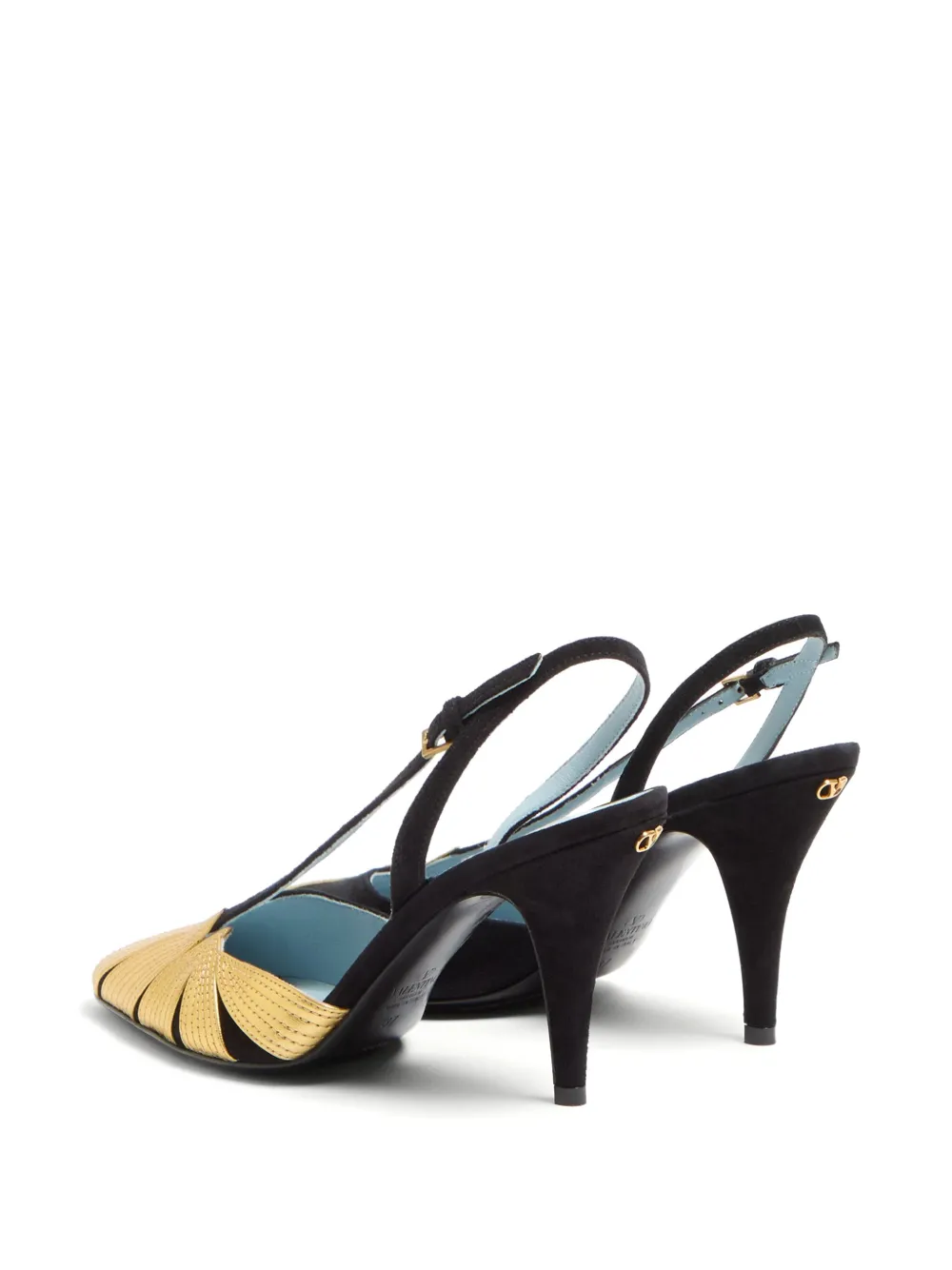 Shop Valentino 90mm Foliefoliage Slingback Pumps In Black