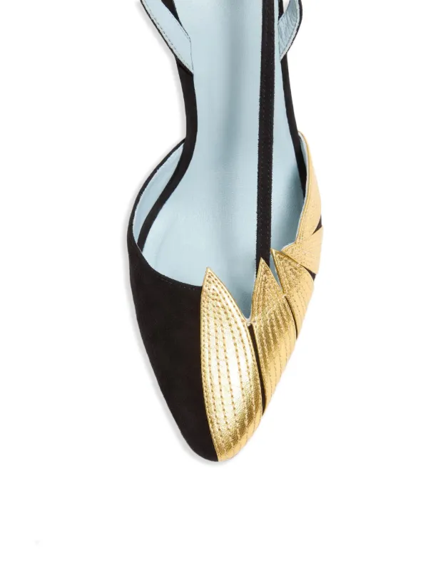 【VALENTINO GARAVANI】フォリフォリアージュ スエード スリング フォリフォリアージュ スエード スリングバック パンプス 90 Mm