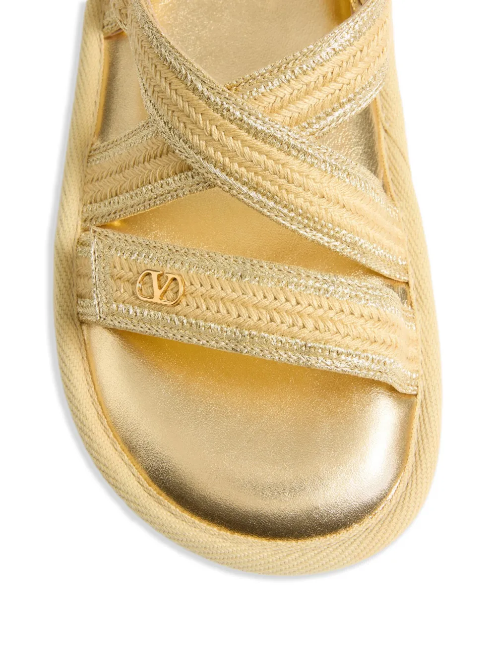 Valentino Lake Powell Embroidered Sandals In Yellow
