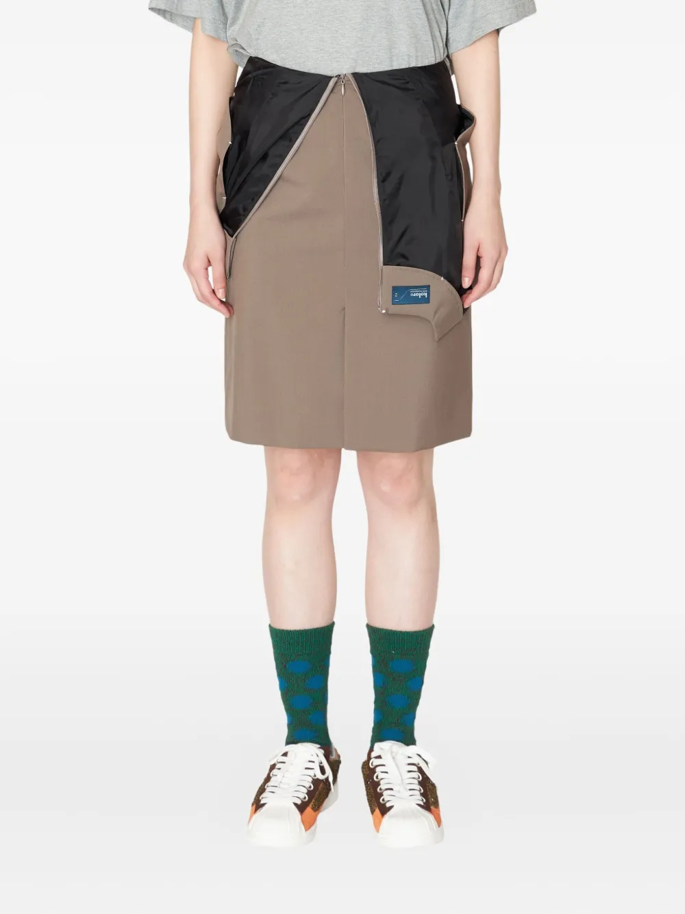Kolor zip-detail wrap midi skirt Beige